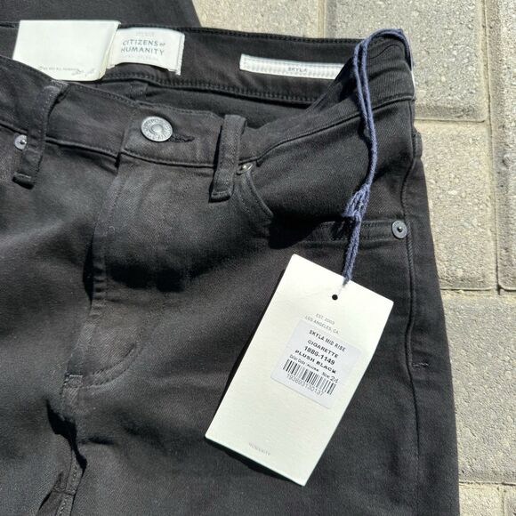 CITIZENS OF HUMANITY SKYLA MID RISE CIGARETTE LEG JEANS PLUSH BLACK NWT $198 24 - Picture 6 of 15